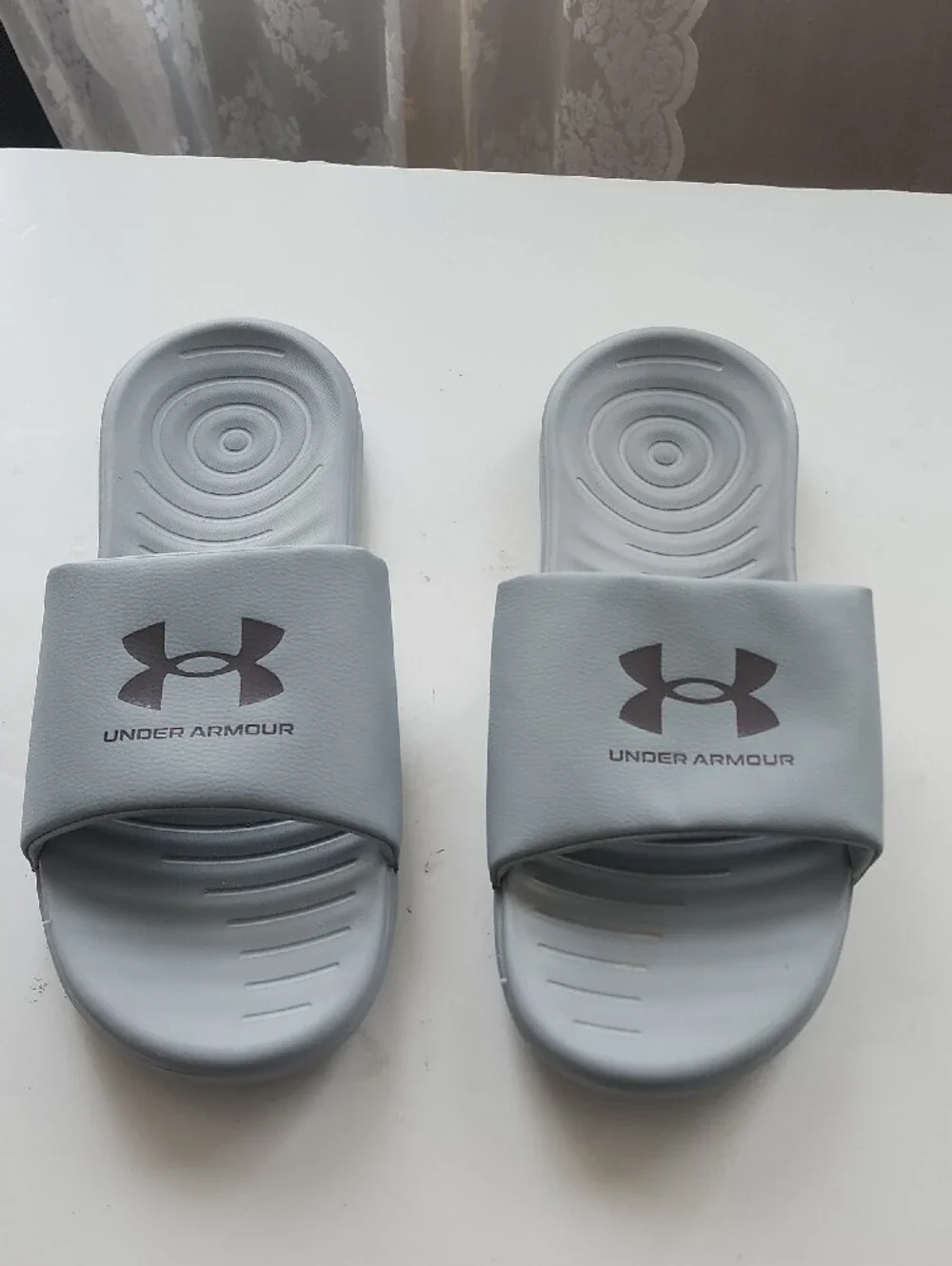Under Armour Light Gray Logo Slide Sandals